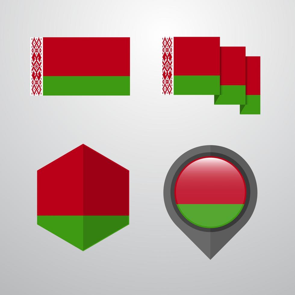 vetor de conjunto de design de bandeira da bielorrússia