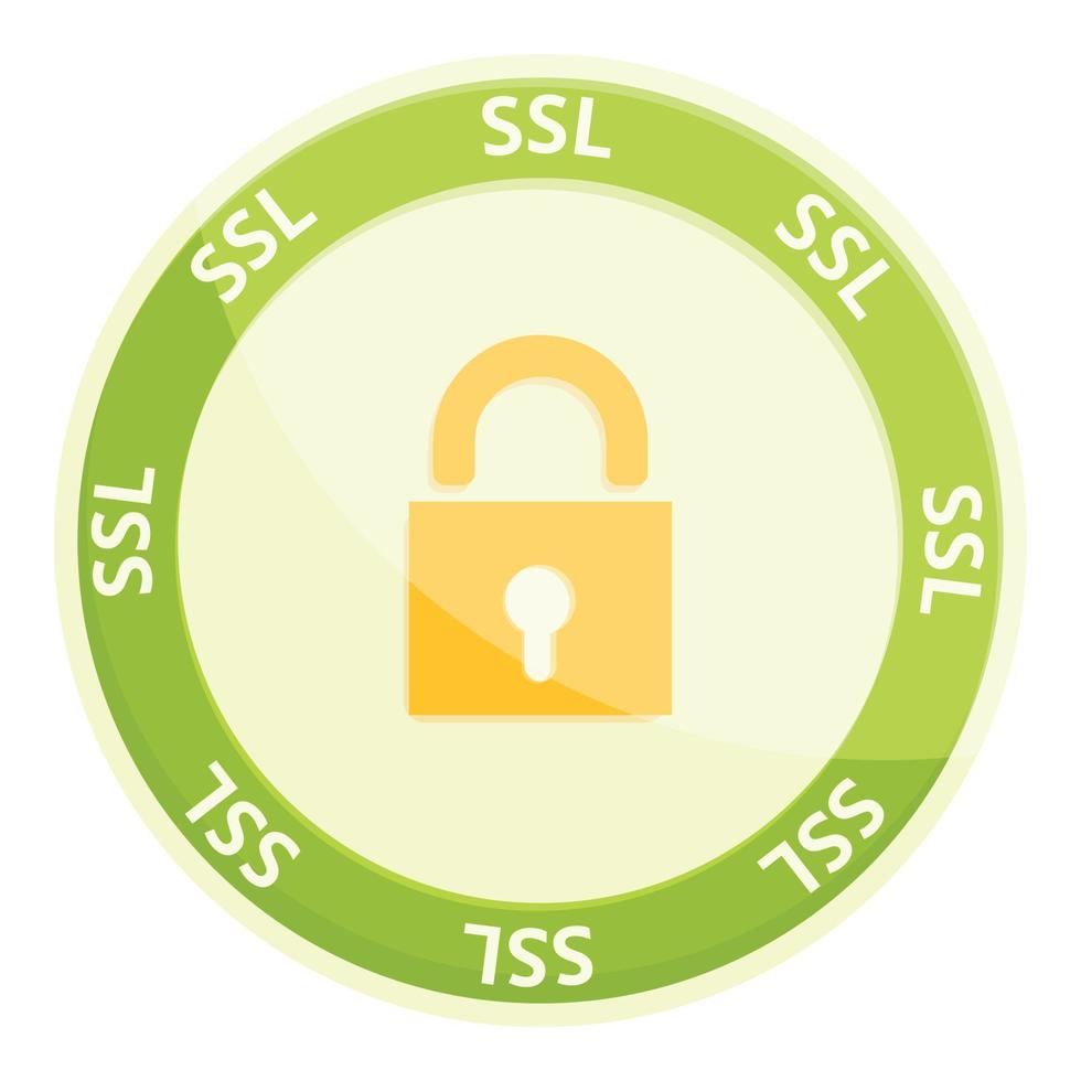 ícone de certificado ssl digital, estilo cartoon vetor