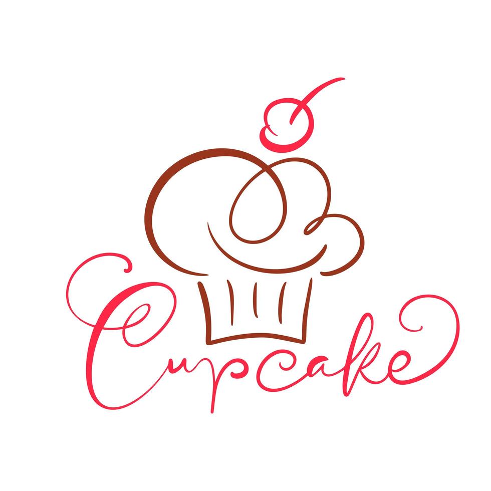 desenho de texto caligráfico de cupcake vetor