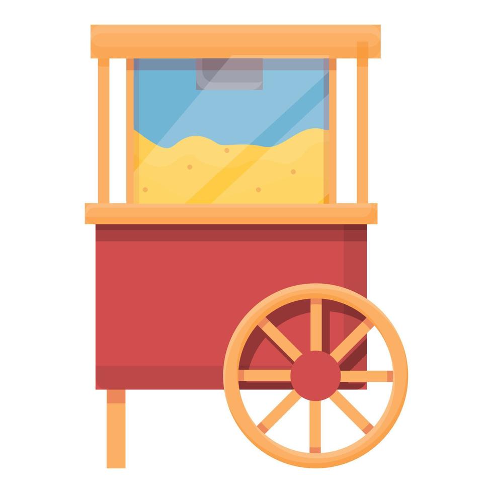 ícone do carrinho de pipoca, estilo cartoon vetor