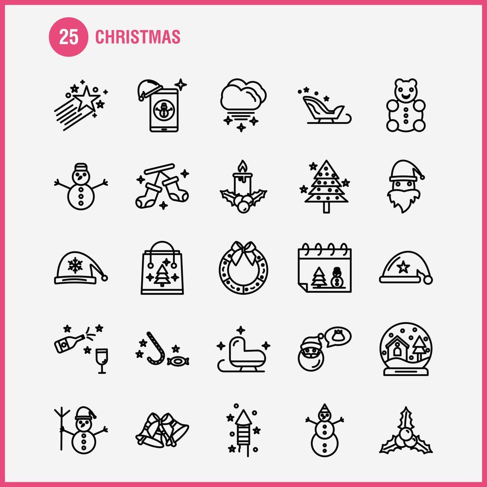 ícones de linha de natal definidos para infográficos kit uxui móvel e design de impressão incluem papai noel invernos de natal papai noel coleção de papai noel infográfico moderno logotipo e pictograma vetor