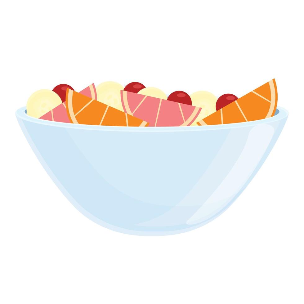 ícone de salada de frutas orgânicas, estilo cartoon vetor