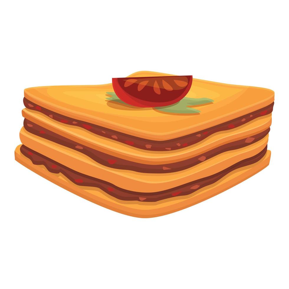 vetor de desenhos animados de ícone de lasanha de tomate. prato de lasanha