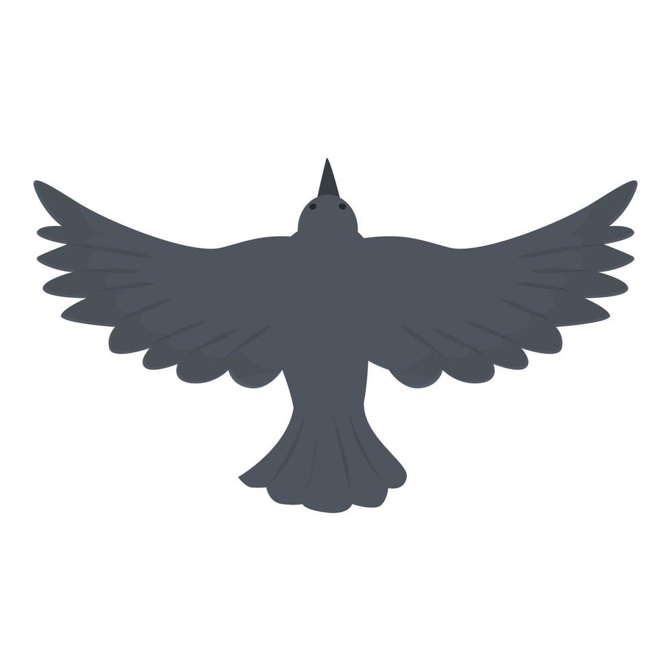 vetor de desenho de ícone de corvo de mosca de vista superior. arte de voo