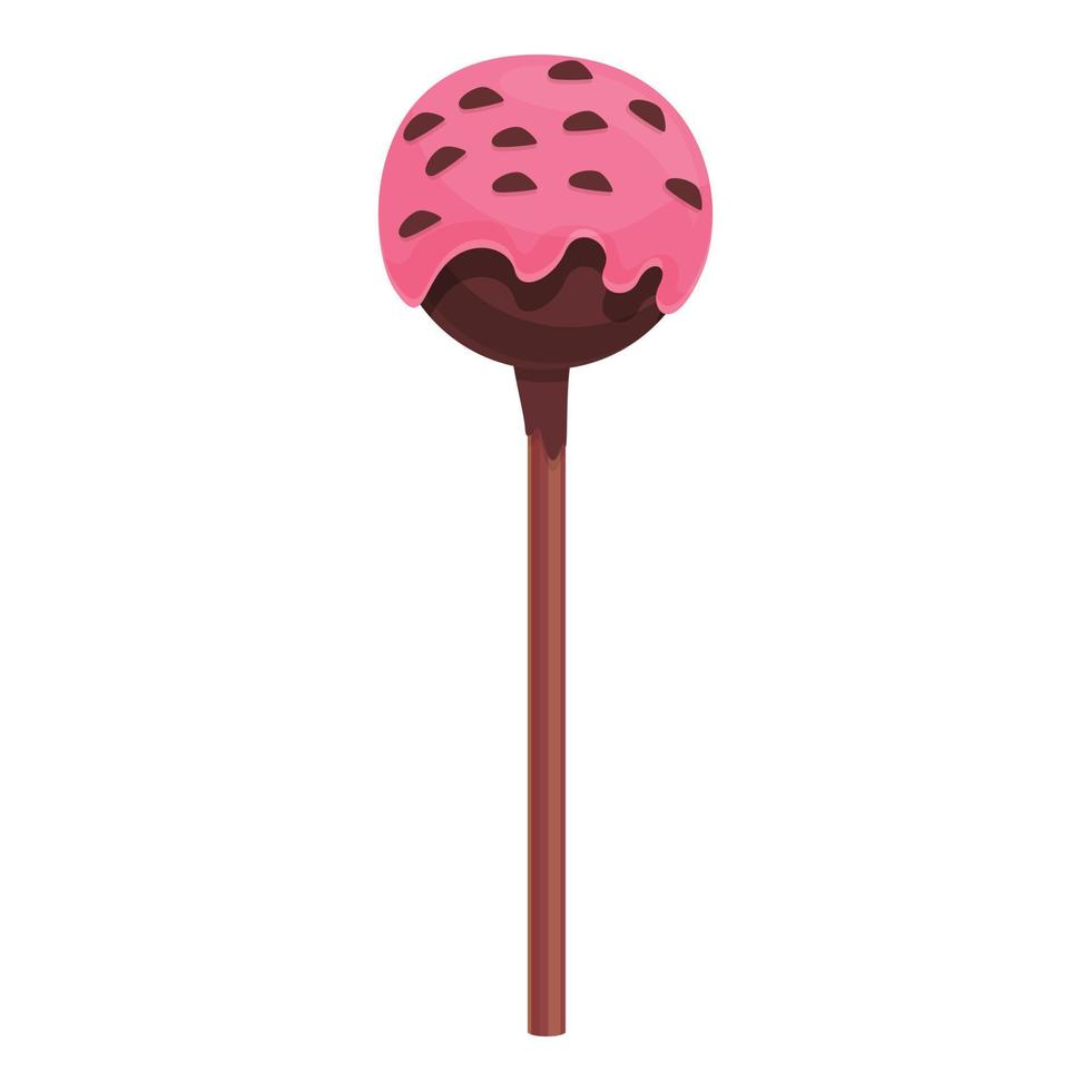 vetor de desenhos animados de ícone pop de bolo de chocolate rosa. doce de chocolate