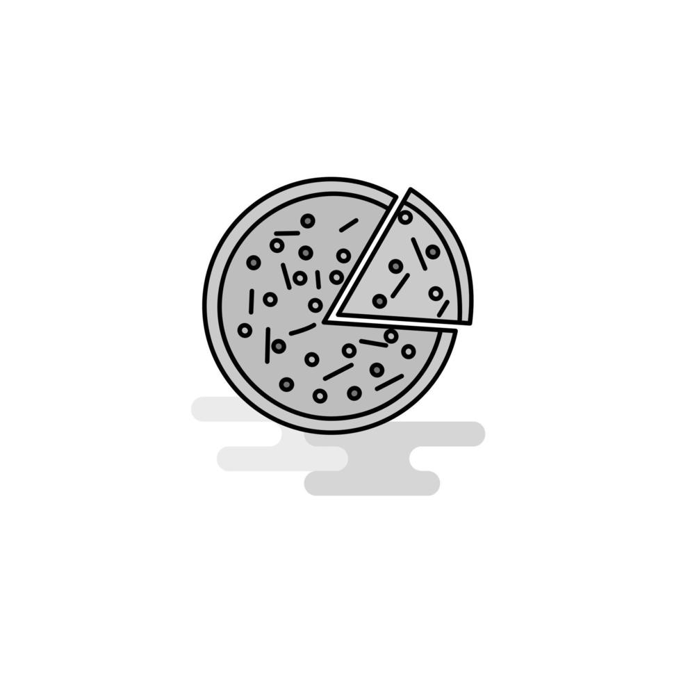 linha plana de ícone da web de pizza cheia vetor de ícone cinza