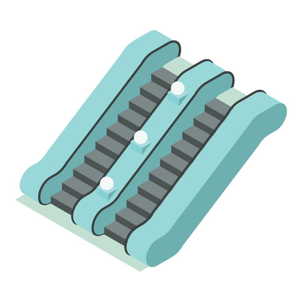ícone da escada rolante da estação ferroviária, estilo isométrico vetor
