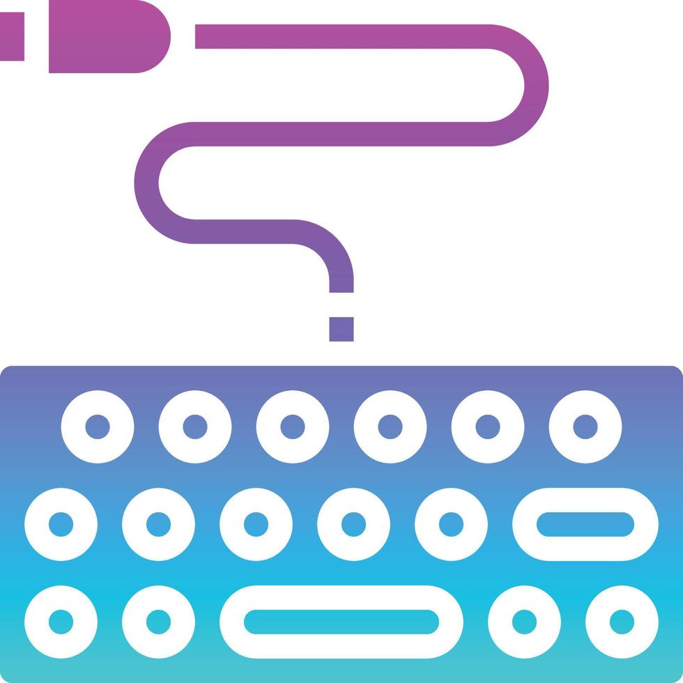 tipo de teclado conectar acessório de computador - ícone gradiente sólido vetor