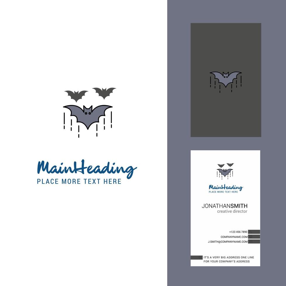 logotipo criativo de morcego e vetor de design vertical de cartão de visita
