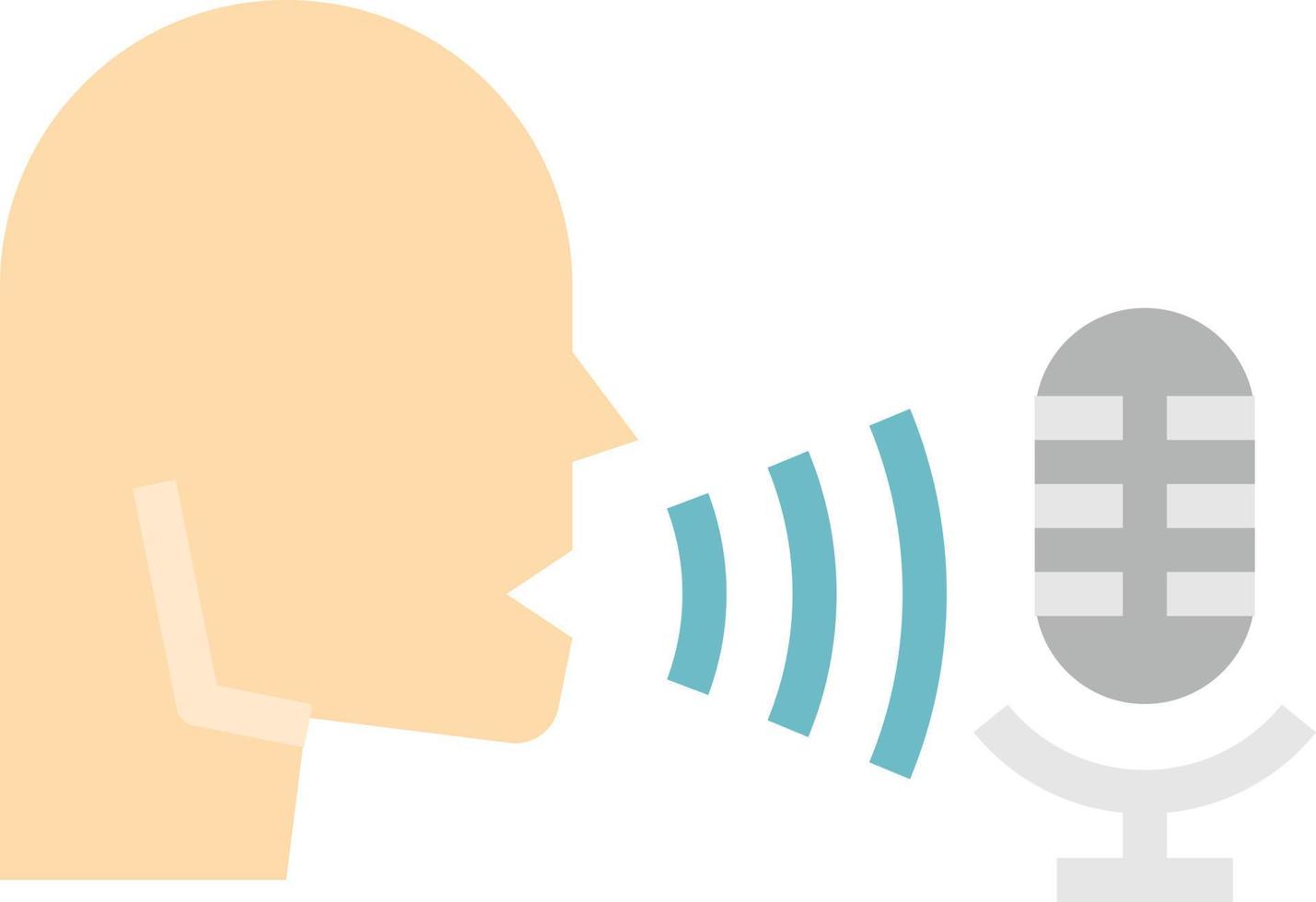 multimídia de fala de comando de voz - ícone plano vetor