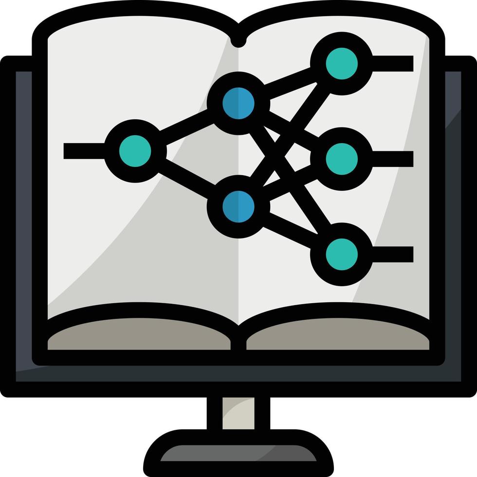 dados de trem de aprendizado de máquina inteligência artificial ai - ícone de contorno preenchido vetor