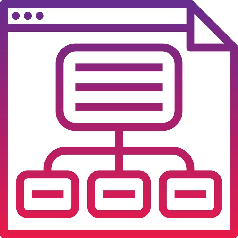 sitemap gráfico organização do site seo - ícone de gradiente vetor