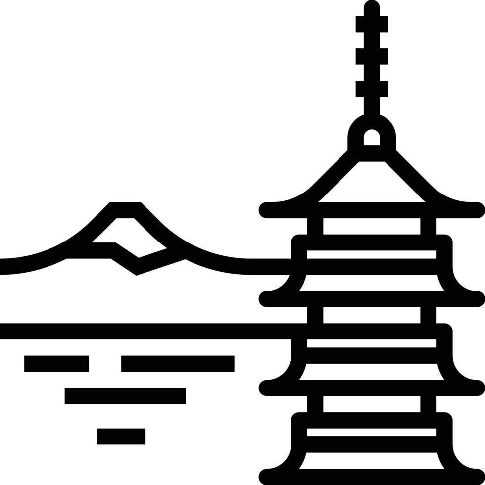 chureito pagode japão marco da montanha fuji - ícone de contorno vetor