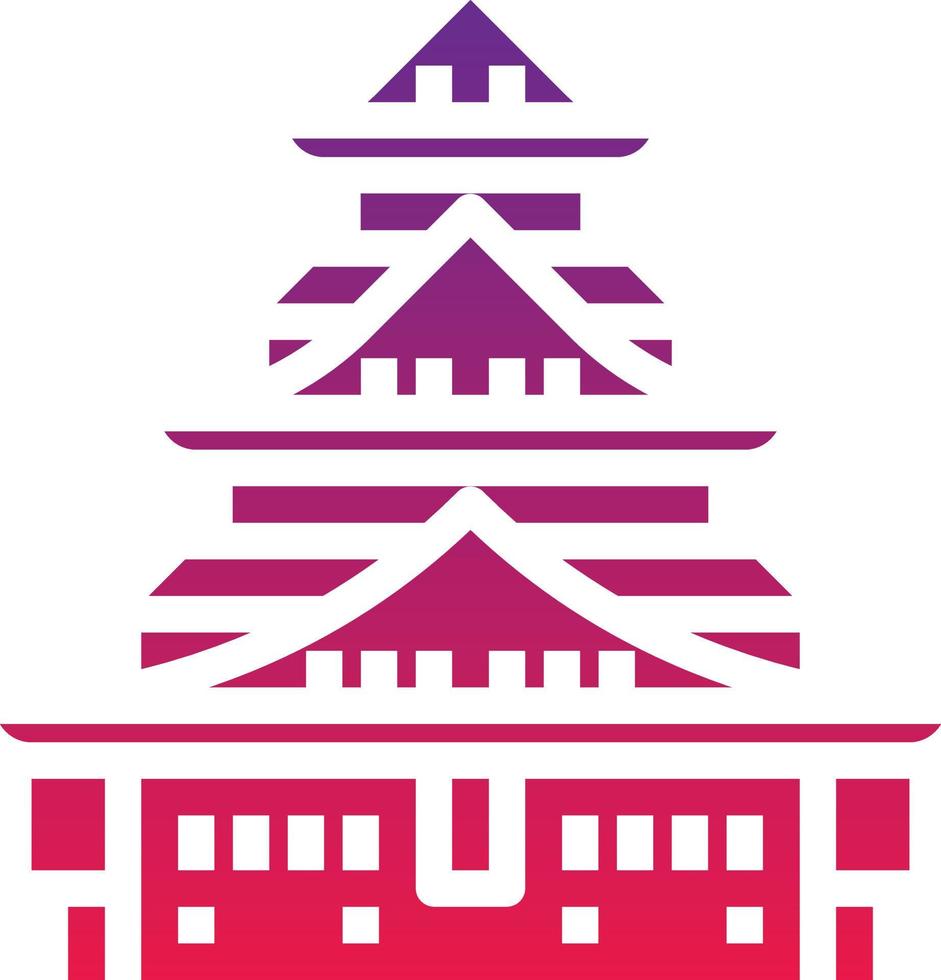 castelo osaka palácio real japão - ícone de gradiente sólido vetor