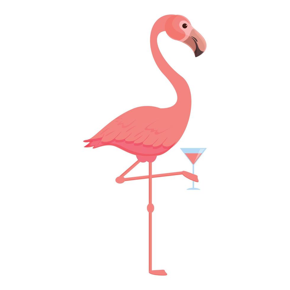 vetor de desenhos animados do ícone de coquetel flamingo. pássaro rosa