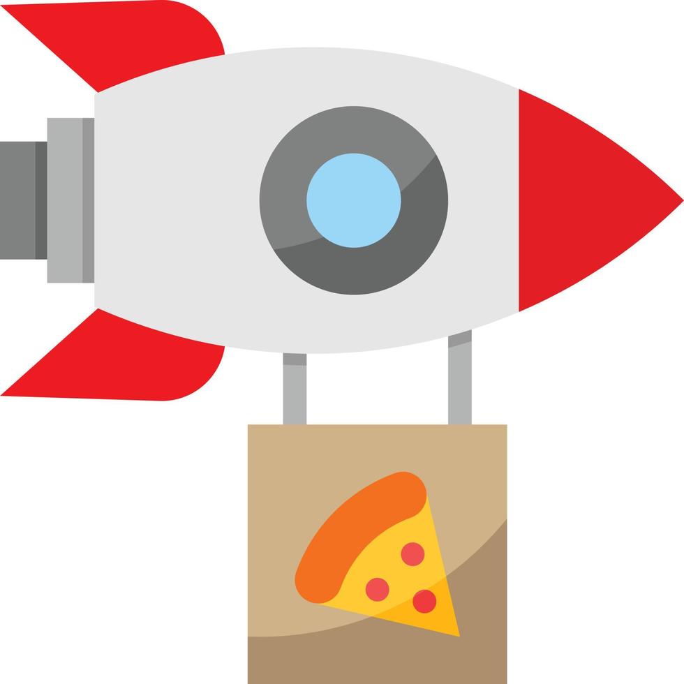 entrega de fast food de pizza de foguete - ícone plano vetor