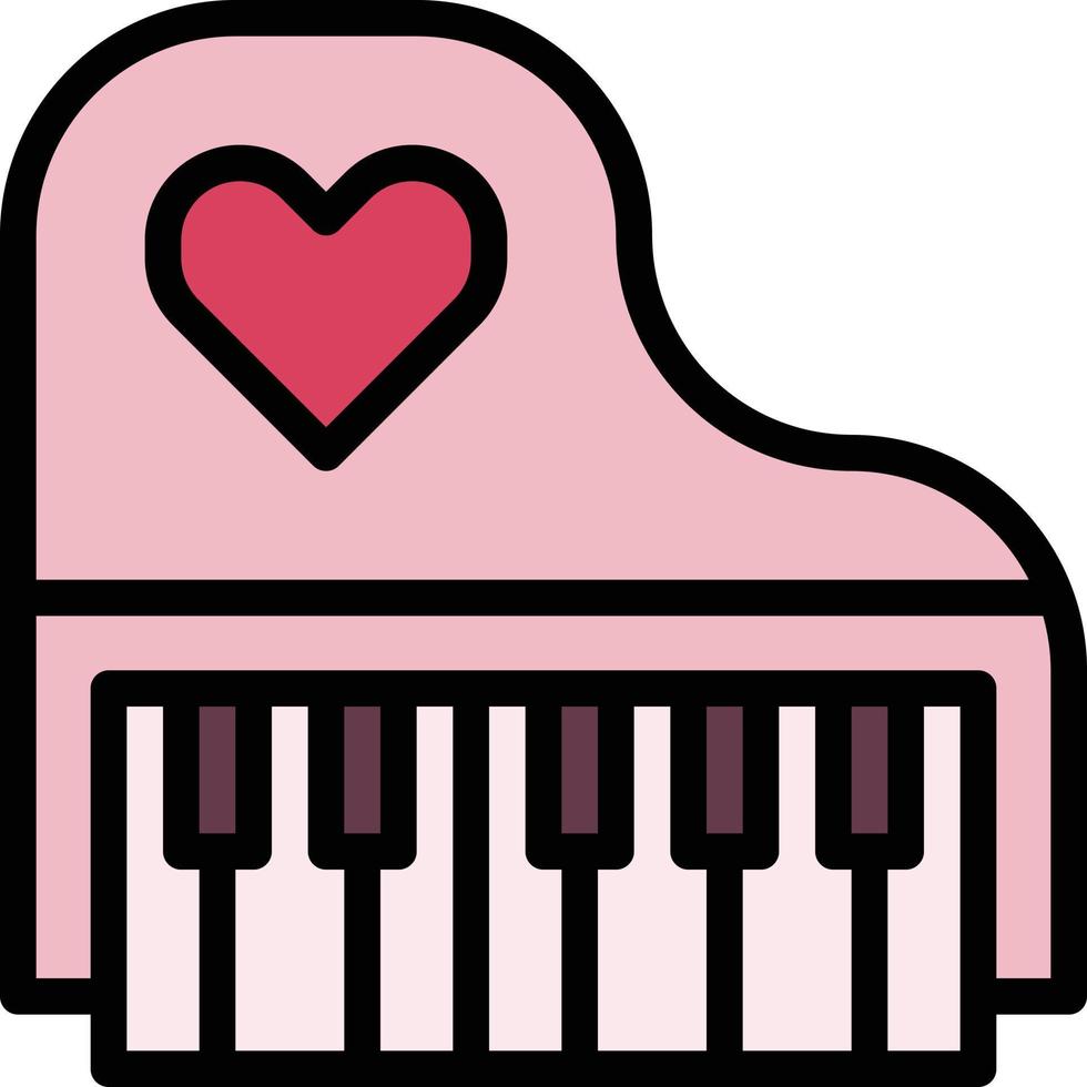 piano música instrumento de amor instrumento musical melodia instrumento de música amor e romance - ícone de contorno preenchido vetor