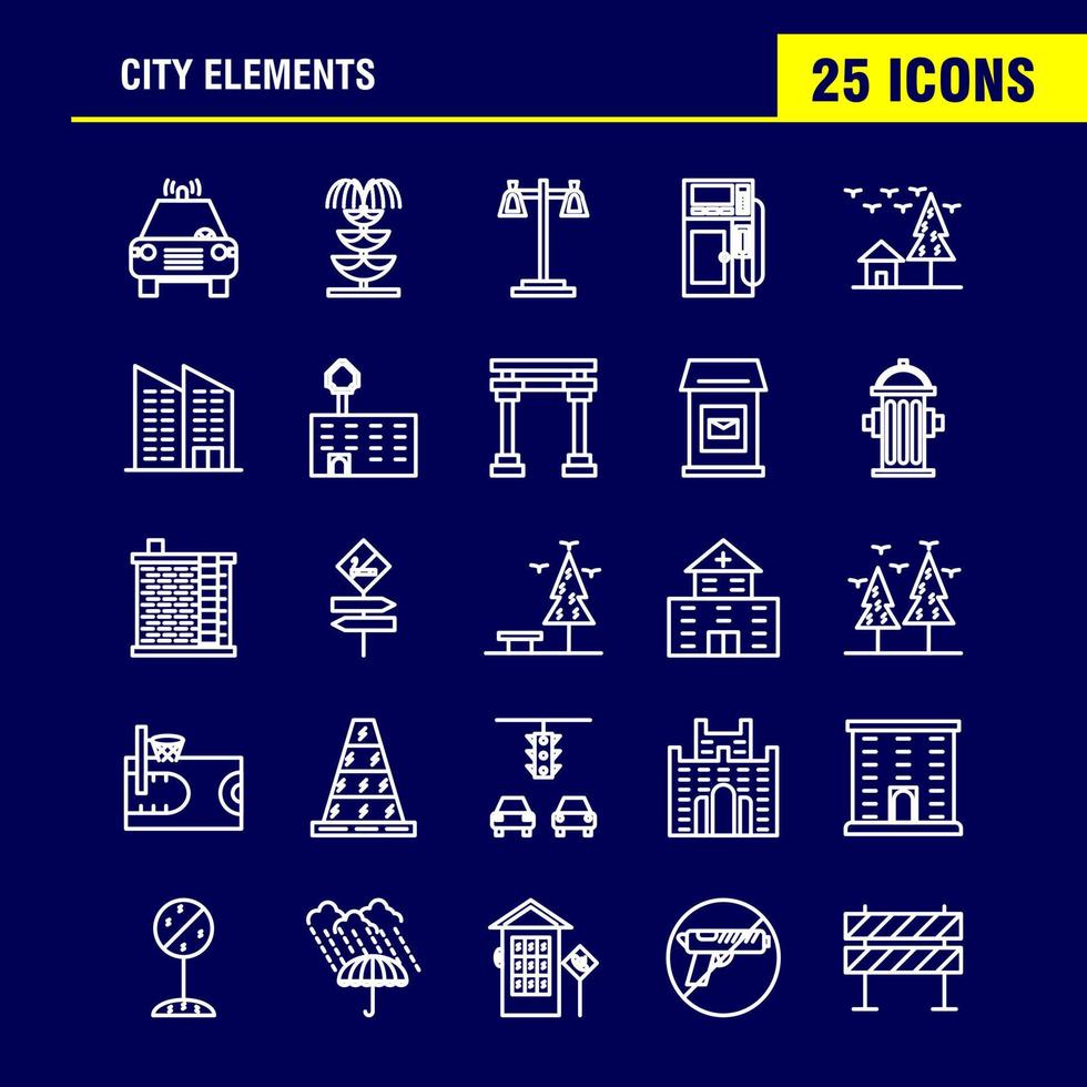 ícones de linha de elementos da cidade definidos para infográficos kit uxui móvel e design de impressão incluem carro veículo viagens transporte balanço crianças parques jogar eps 10 vector