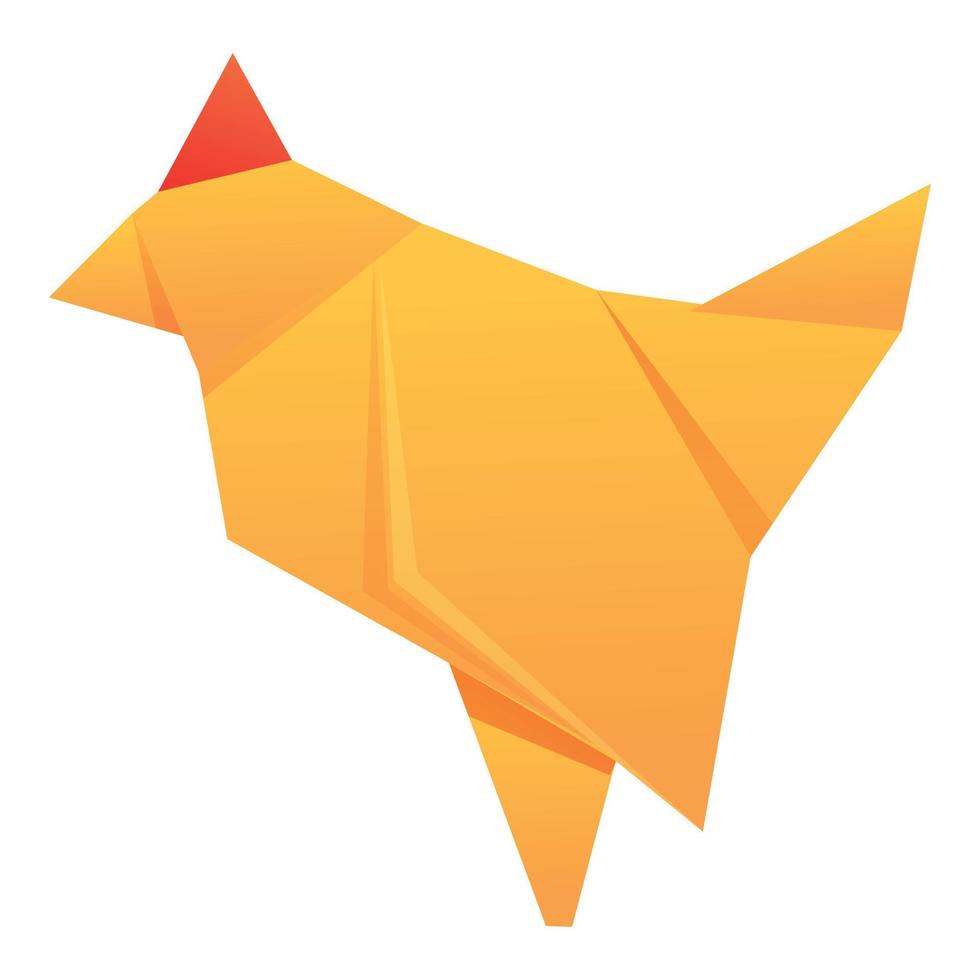 vetor de desenhos animados de ícone de frango de origami. pássaro polígono