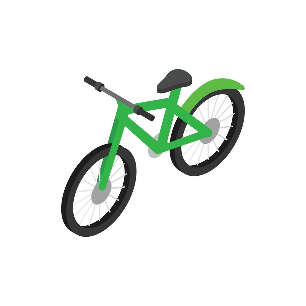 ícone de bicicleta verde, estilo 3d isométrico vetor