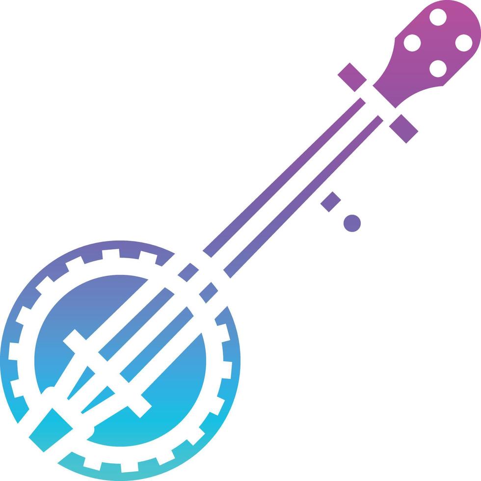 instrumento musical de música banjo - ícone de gradiente sólido vetor