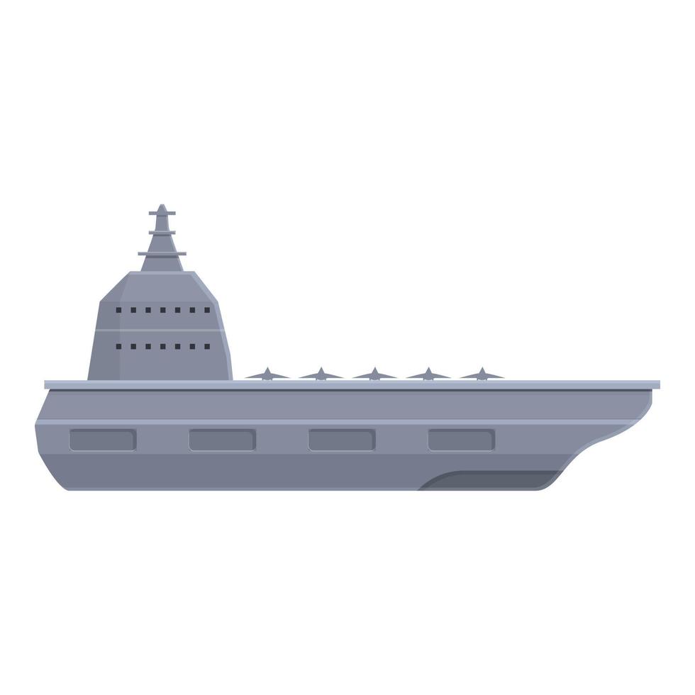 ícone naval do porta-aviões, estilo cartoon vetor