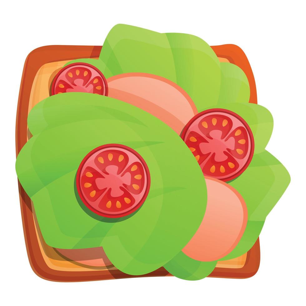 ícone de torrada de tomate fatiado, estilo cartoon vetor