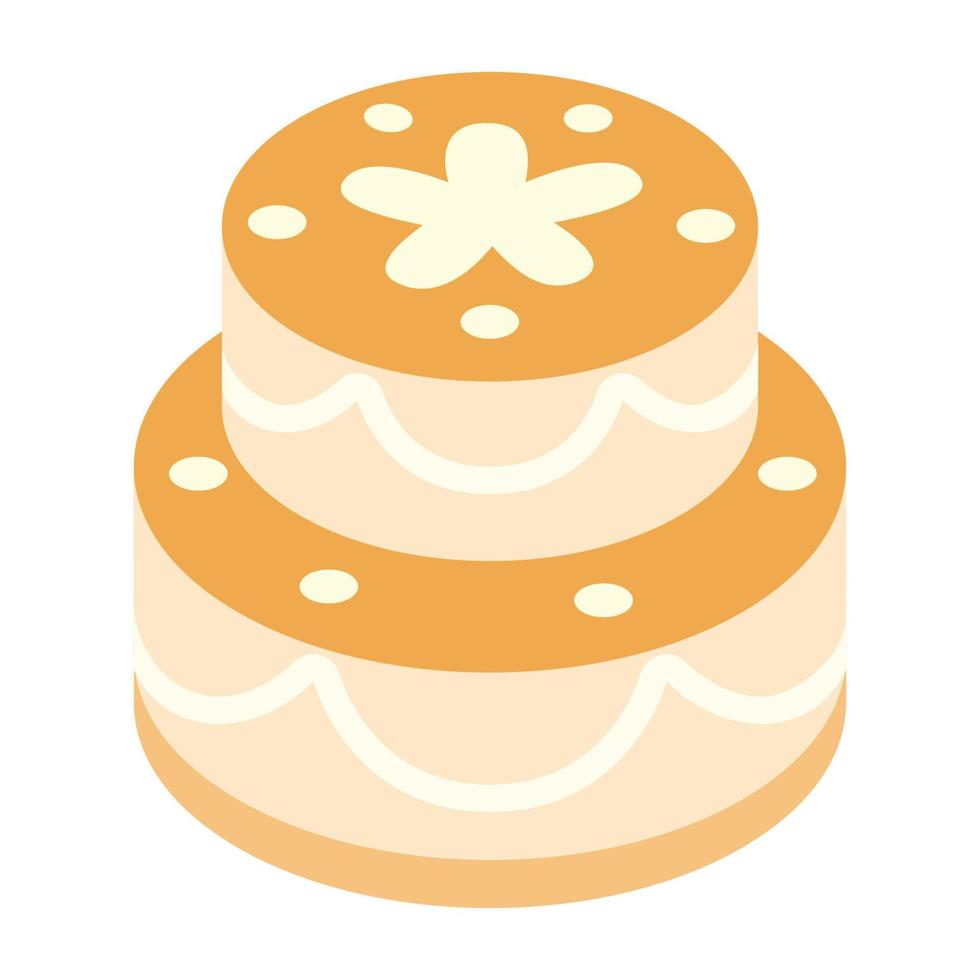 ícone 3d isométrico de bolo de aniversário vetor