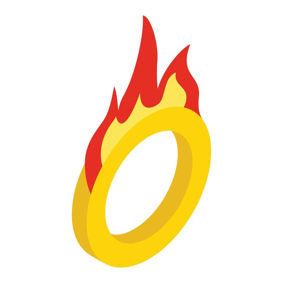 anel de circo com ícone 3d isométrico de fogo vetor