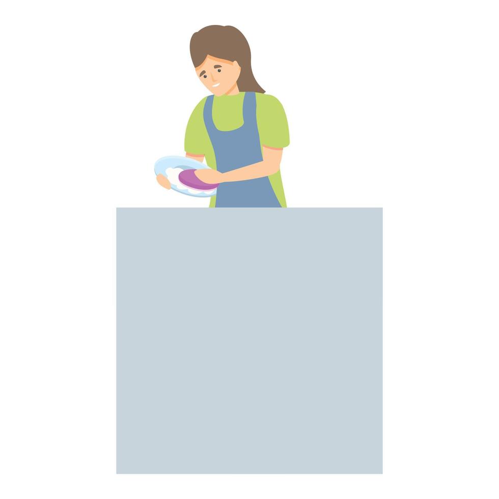 vetor de desenho de ícone de lavagem de prato. trabalho doméstico limpo
