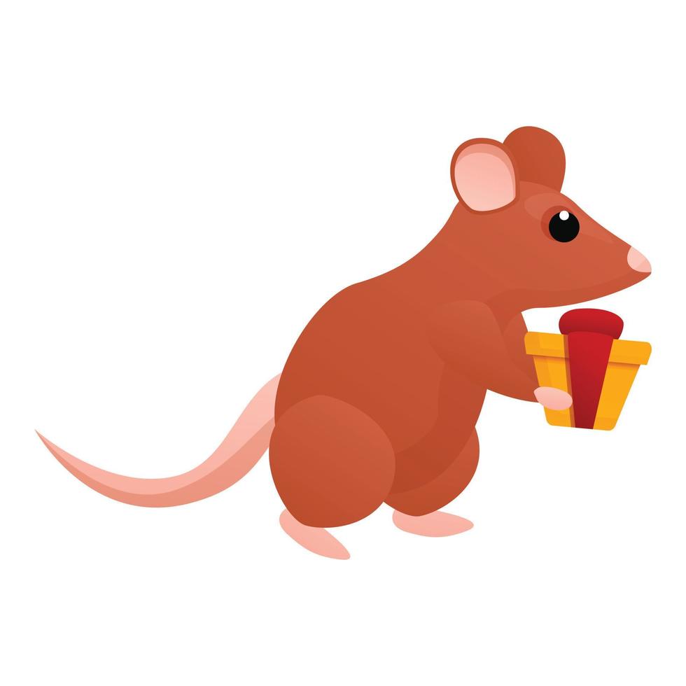 ícone de caixa de presente de rato, estilo cartoon vetor