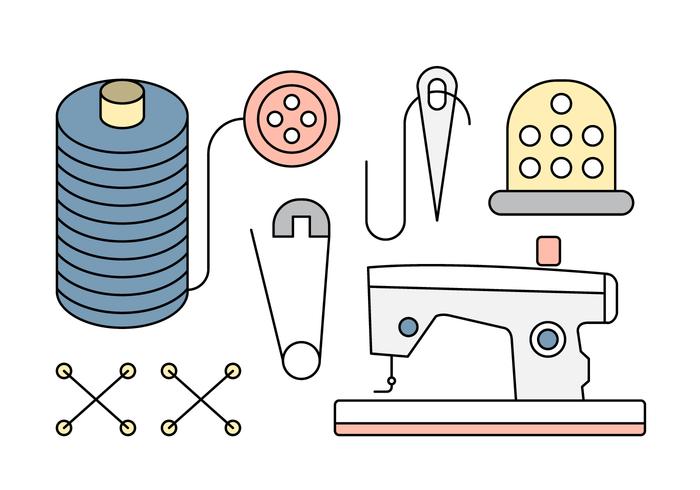 Lineares Ícones e Ferramentas de costura vetor