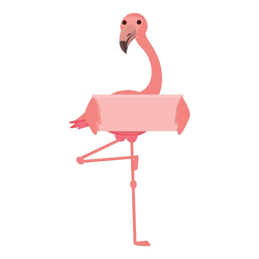 vetor de desenhos animados de ícone de bandeira flamingo. pássaro rosa do zoológico