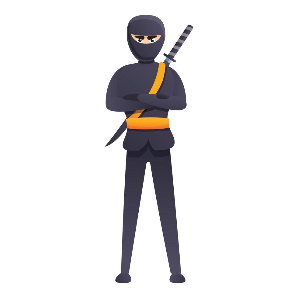 ícone do mascote do guerreiro ninja, estilo cartoon vetor