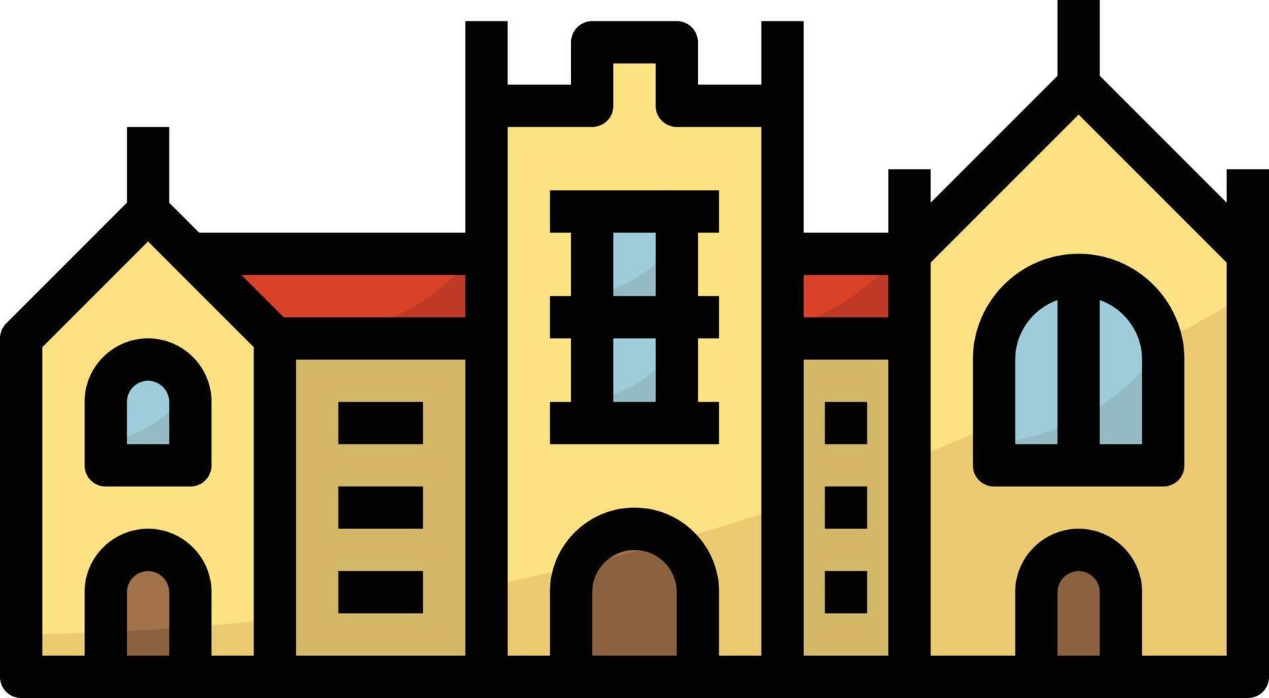 edifício de estudo da escola do castelo universitário - ícone de contorno preenchido vetor
