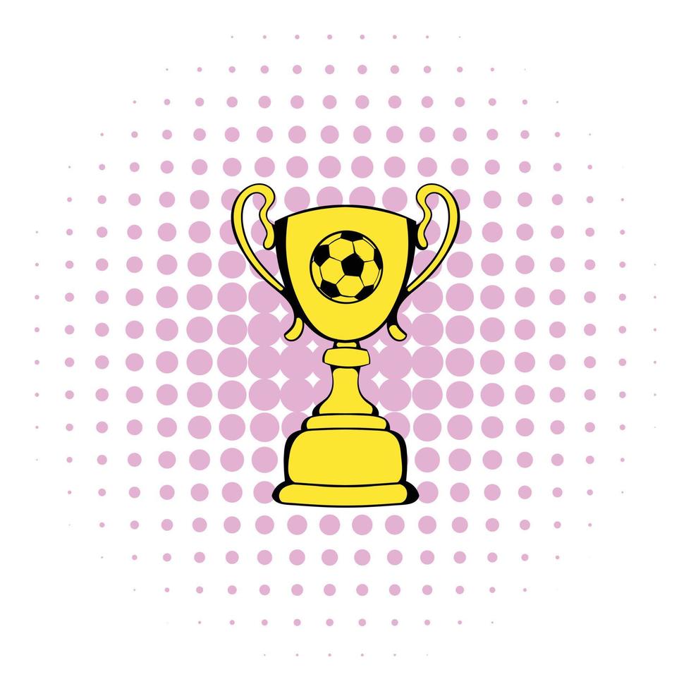 ícone do copo do troféu de futebol dourado, estilo de quadrinhos vetor