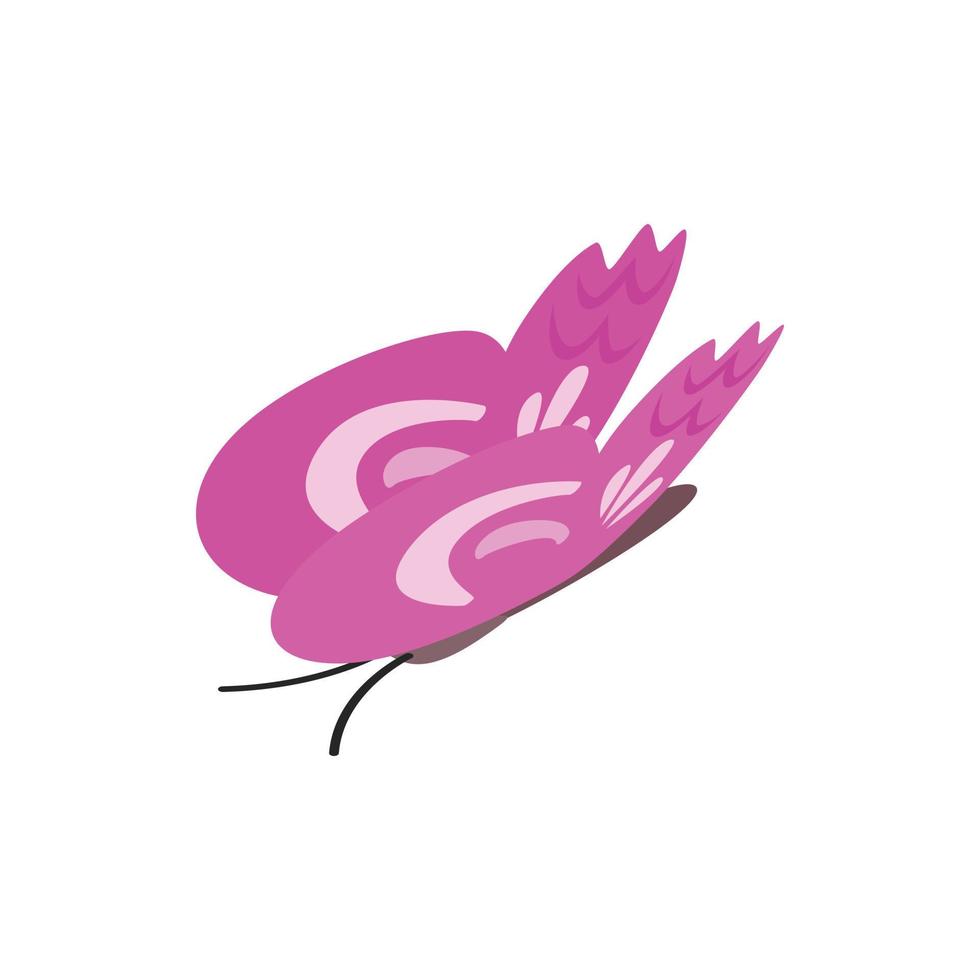 ícone de borboleta rosa, estilo 3d isométrico vetor