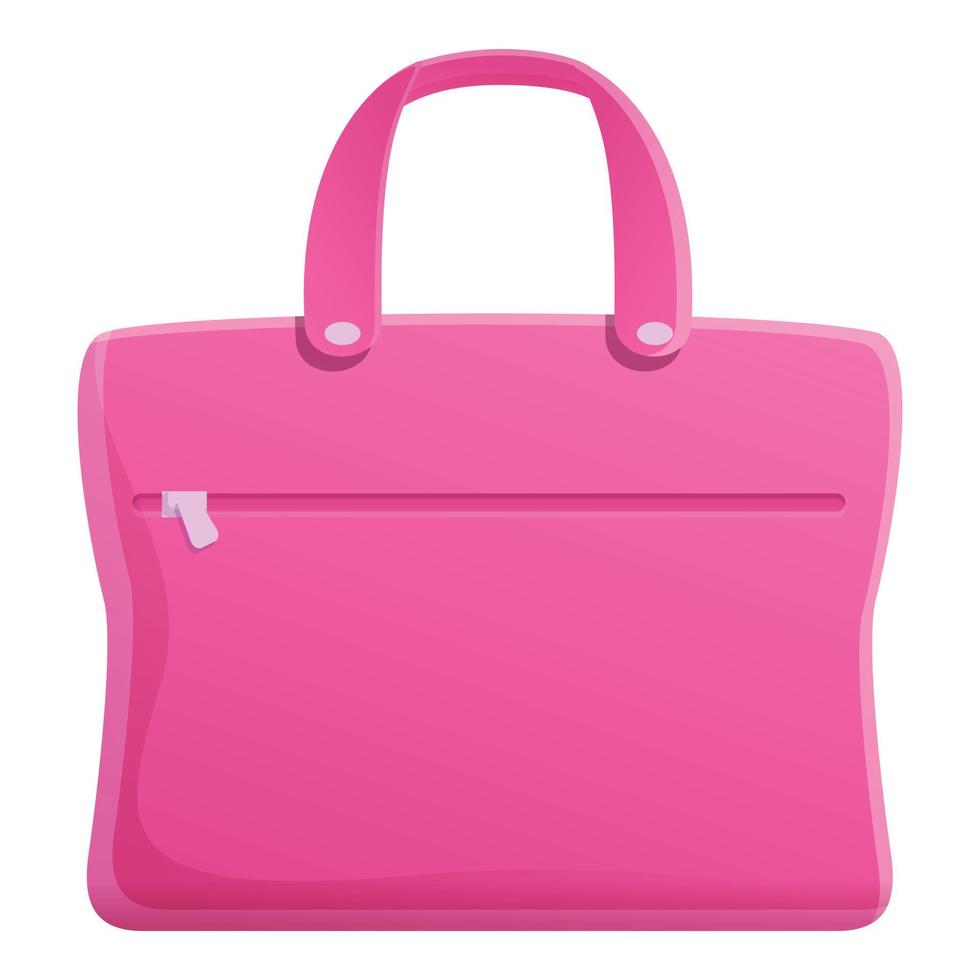 ícone de bolsa de laptop rosa menina, estilo cartoon vetor