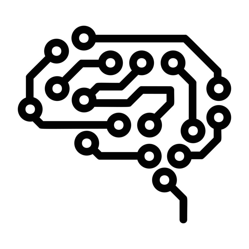 futuro ícone do cérebro, estilo de estrutura de tópicos vetor
