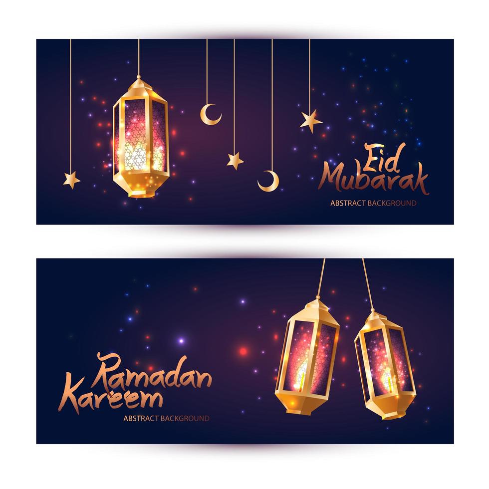 Conjunto de faixa noturna ramadan kareem vetor