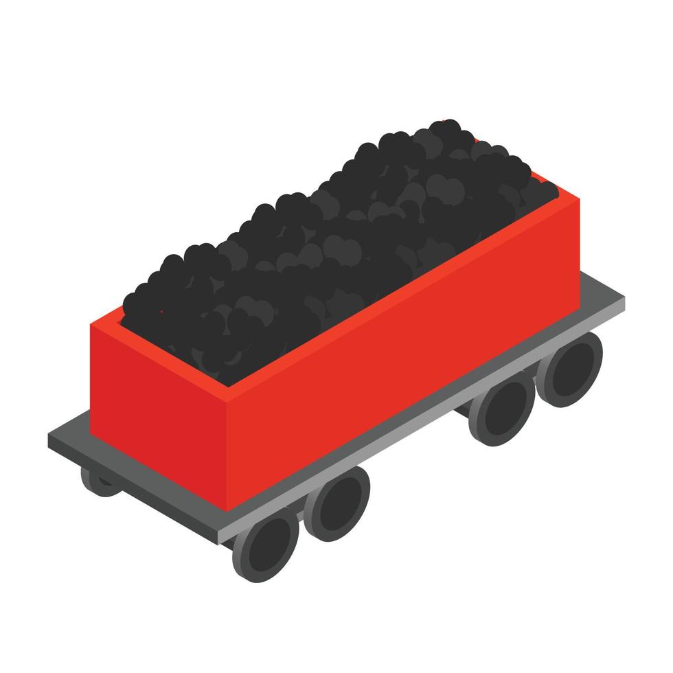 vagão com ícone isométrico 3d de carvão vetor