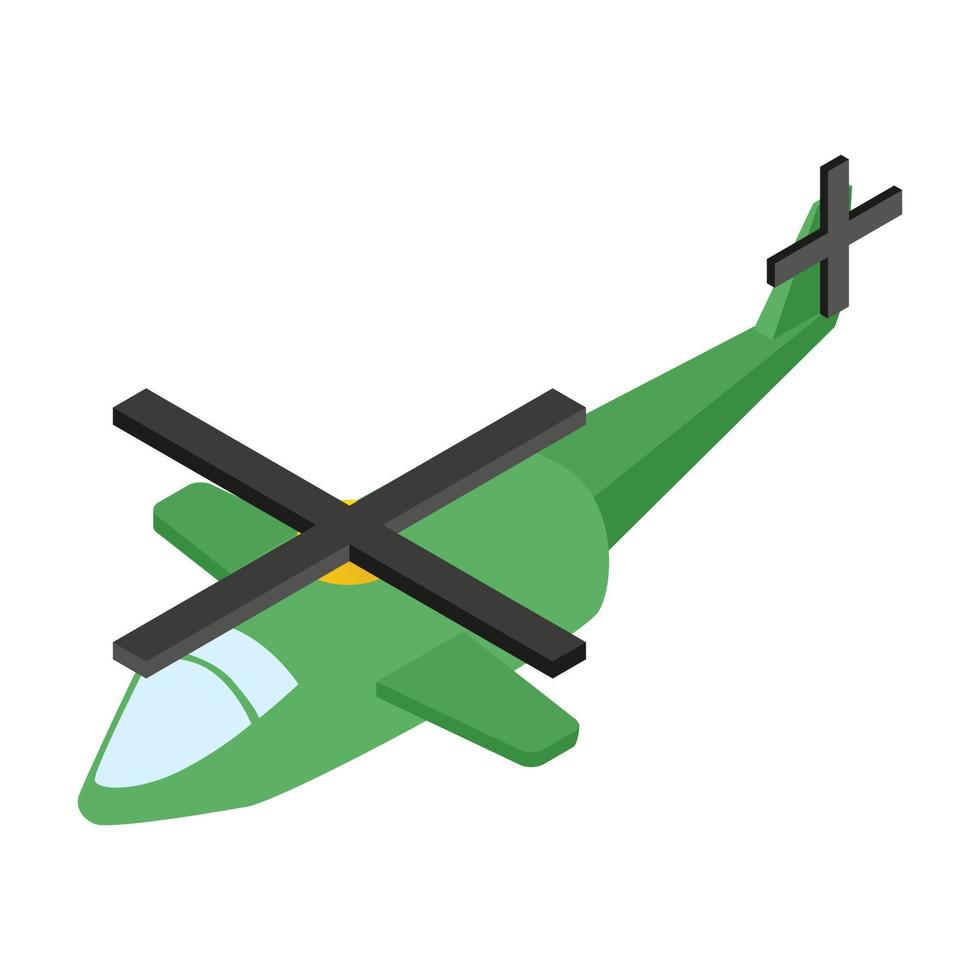 ícone 3d isométrico de helicóptero do exército vetor