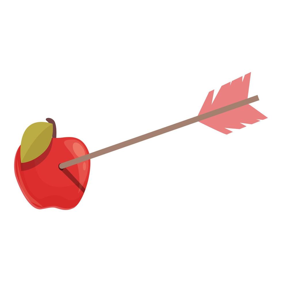 vetor de desenhos animados de ícone de alvo de seta de maçã. arco e flecha