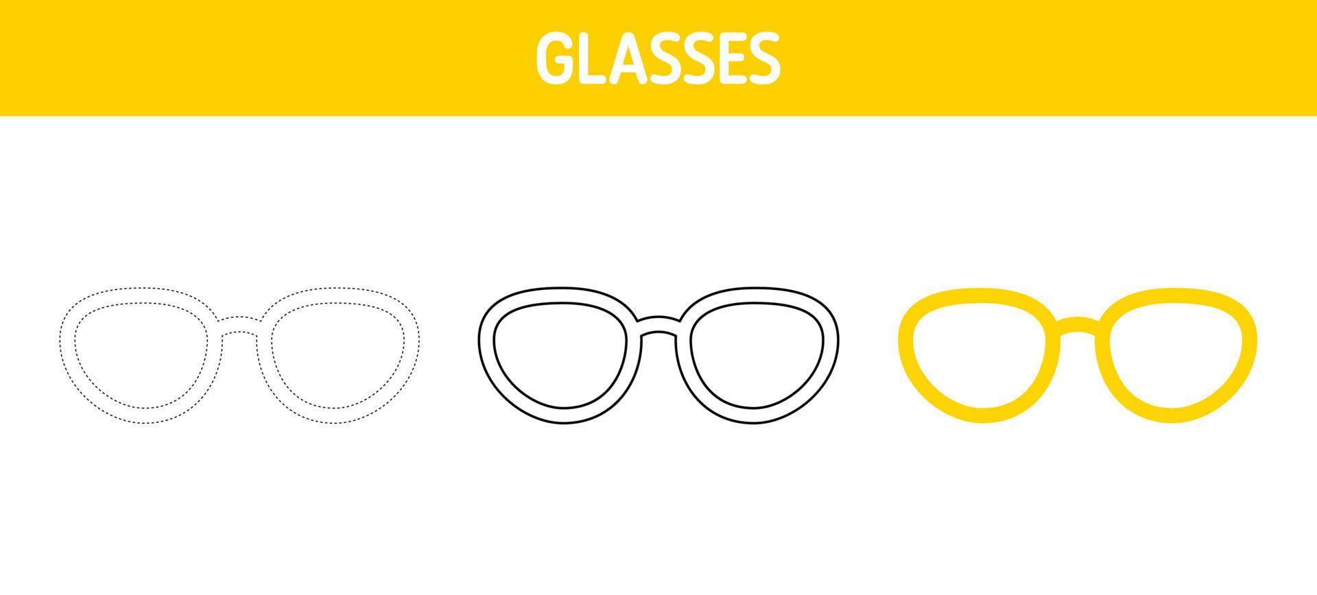 planilha de rastreamento e coloração de óculos para crianças vetor