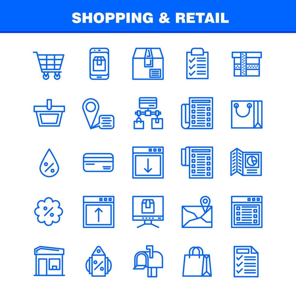 pacote de ícones de linha de compras para designers e desenvolvedores ícones de localização chat sms caixa de correio de compras vetor de compras
