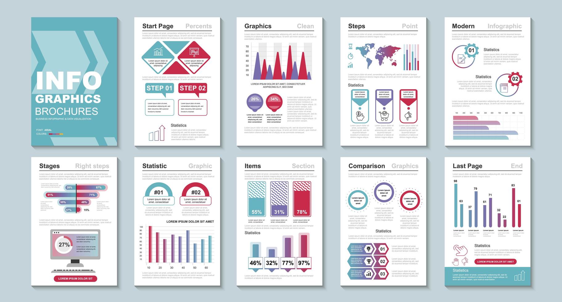 brochuras de infográfico, modelo de design de visualização de dados vetor