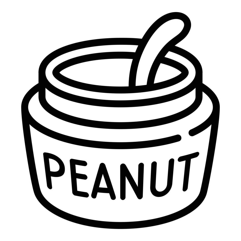 ícone de colher de pote de amendoim, estilo de estrutura de tópicos vetor