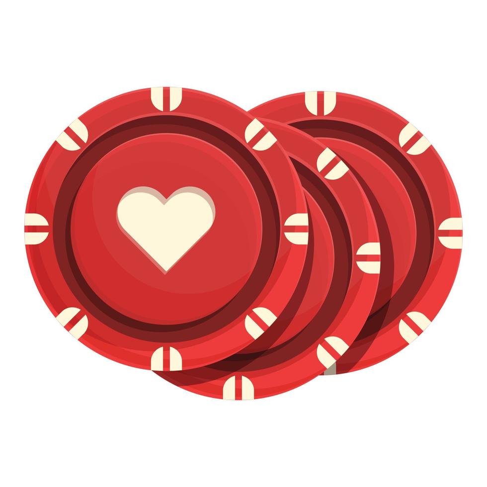 vetor de desenhos animados do ícone de fichas vermelhas do cassino. mesa de pôquer