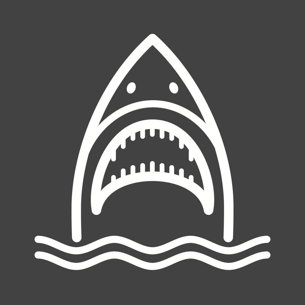 ícone invertido de linha de rosto de tubarão vetor