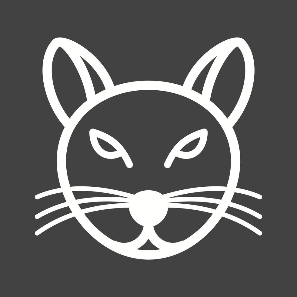 ícone invertido de linha de cara de gato vetor